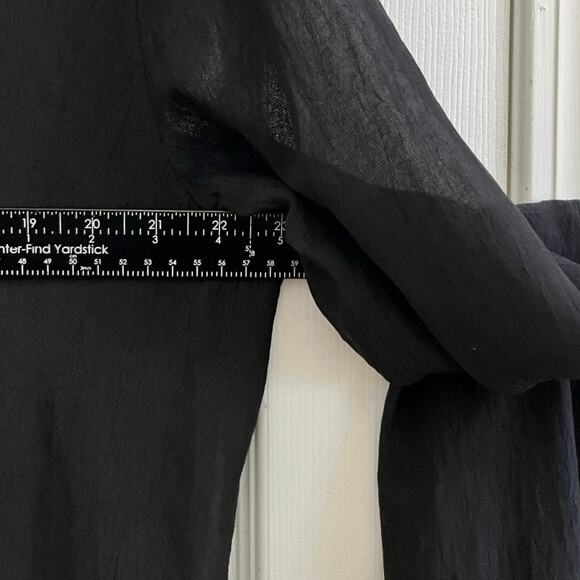 ASOS Designs Black Semi Sheer Notch V Neck Button Down Tunic Top Size XL - Picture 8 of 10